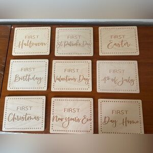 Set of First Holiday Wooden Plaques for Baby Photos